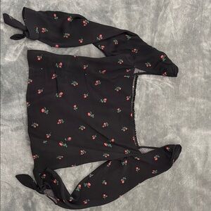 Reformation Black Floral Blouse